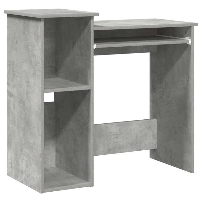 skrivebord m. hylder 84x40x78 cm konstrueret træ betongrå