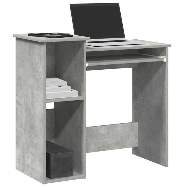 skrivebord m. hylder 84x40x78 cm konstrueret træ betongrå