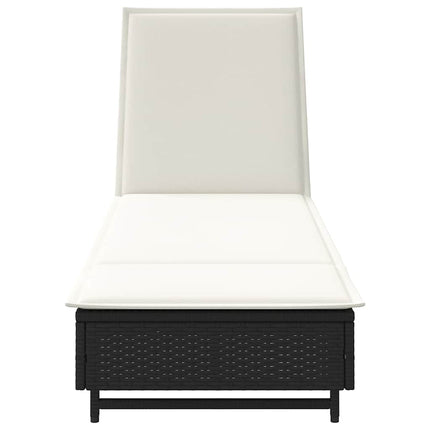 liggestol med hjul og hynde polyrattan sort