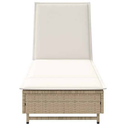 liggestol med hjul og hynde polyrattan beige