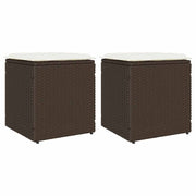 havestole med hynder 2 stk. 40x40x43 cm polyrattan brun