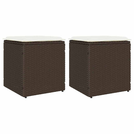 havestole med hynder 2 stk. 40x40x43 cm polyrattan brun