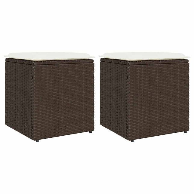 havestole med hynder 2 stk. 40x40x43 cm polyrattan brun