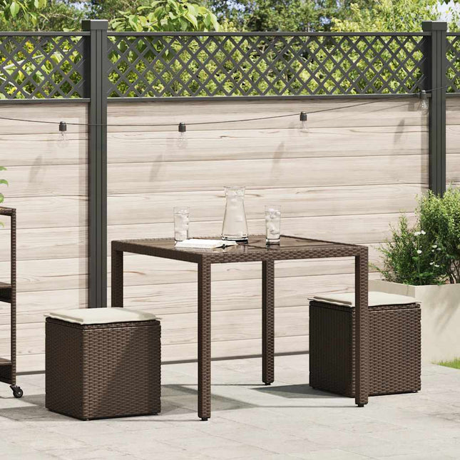havestole med hynder 2 stk. 40x40x43 cm polyrattan brun