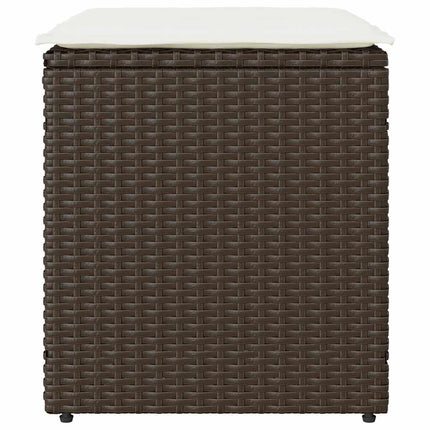 havestole med hynder 2 stk. 40x40x43 cm polyrattan brun