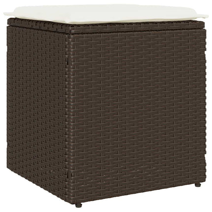 havestole med hynder 2 stk. 40x40x43 cm polyrattan brun