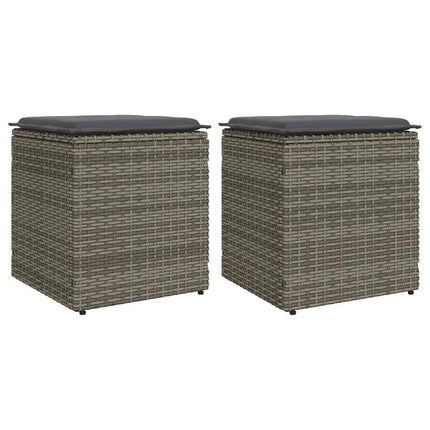 havestole med hynder 2 stk. 40x40x43 cm polyrattan grå
