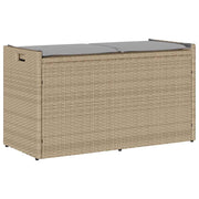 udendørs opbevaringsbænk med hynde 100 cm polyrattan beige