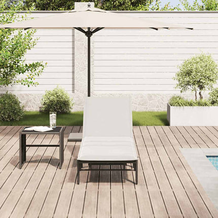 liggestol med hynde polyrattan sort