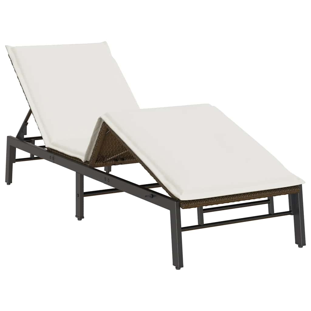liggestol med hynde polyrattan brun