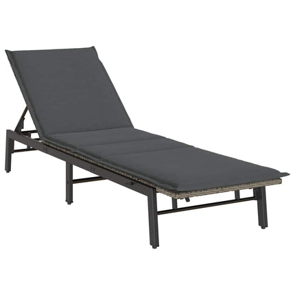 liggestol med hynde polyrattan grå
