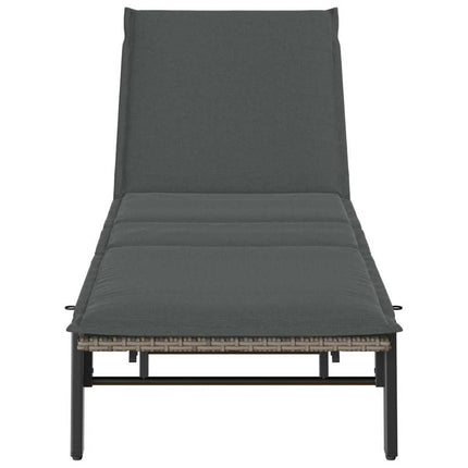 liggestol med hynde polyrattan grå