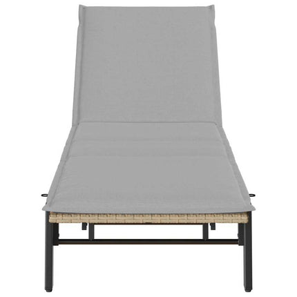 liggestol med hynde polyrattan beige