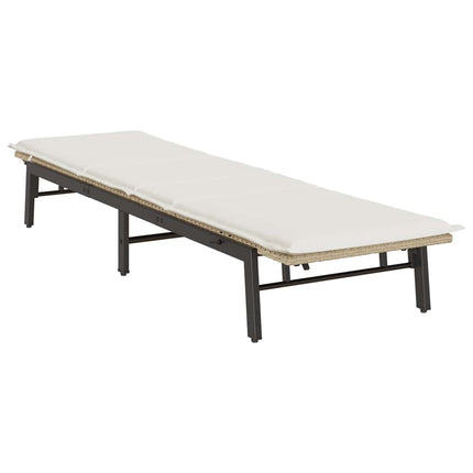 liggestol med hynde polyrattan beige