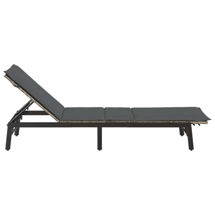 liggestol med hynde polyrattan lysegrå
