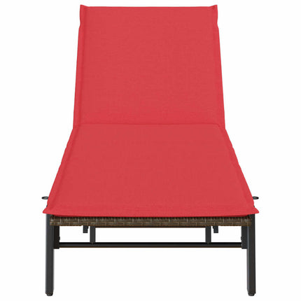 liggestol med hynde polyrattan brun