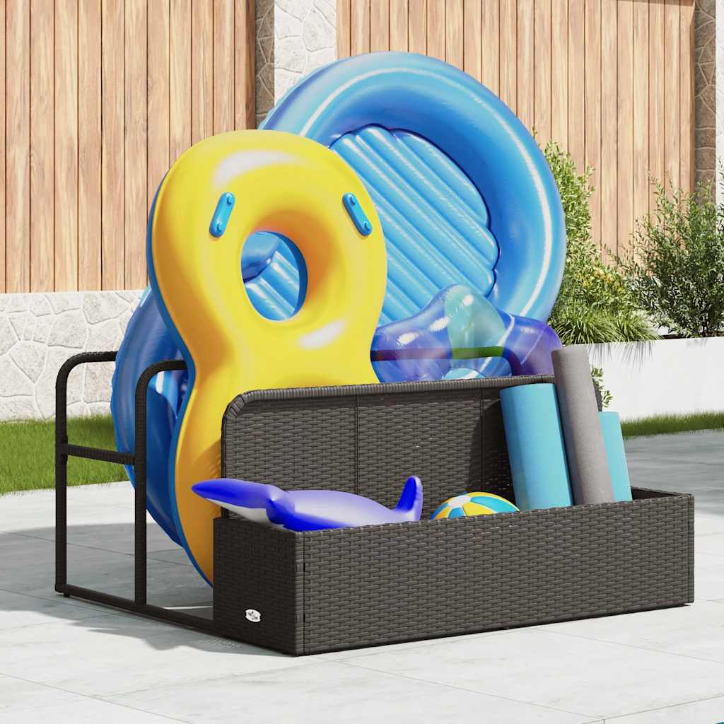 float opbevaring ved poolen 110x100x57 cm polyrattan sort