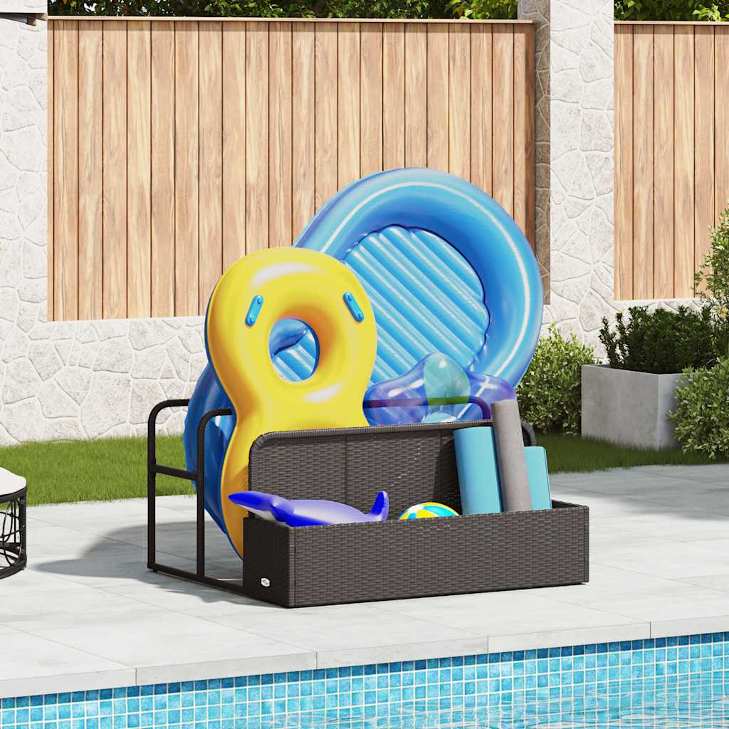 float opbevaring ved poolen 110x100x57 cm polyrattan sort