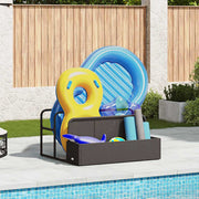 float opbevaring ved poolen 110x100x57 cm polyrattan sort