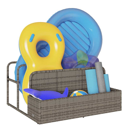 float opbevaring ved poolen 110x100x57 cm polyrattan grå