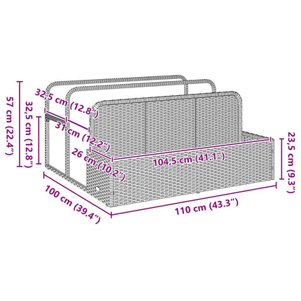 float opbevaring ved poolen 110x100x57 cm polyrattan grå