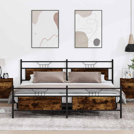 sengeramme uden madras 200x200 cm metal røget egetræsfarve