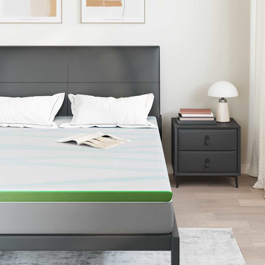 Madras topper Hvid og grøn 140 x 190 cm Jacquard Stof