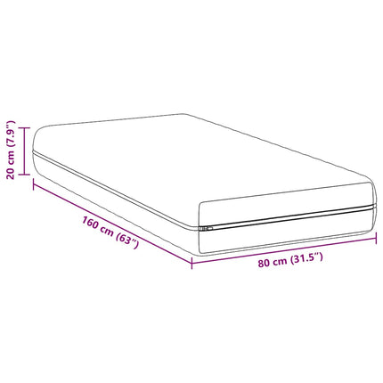 Madras Hvid 80 x 160 cm Pocket Spring