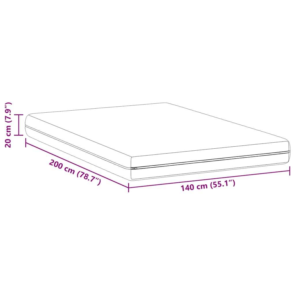 Madras Hvid 140 x 200 cm Pocket Spring