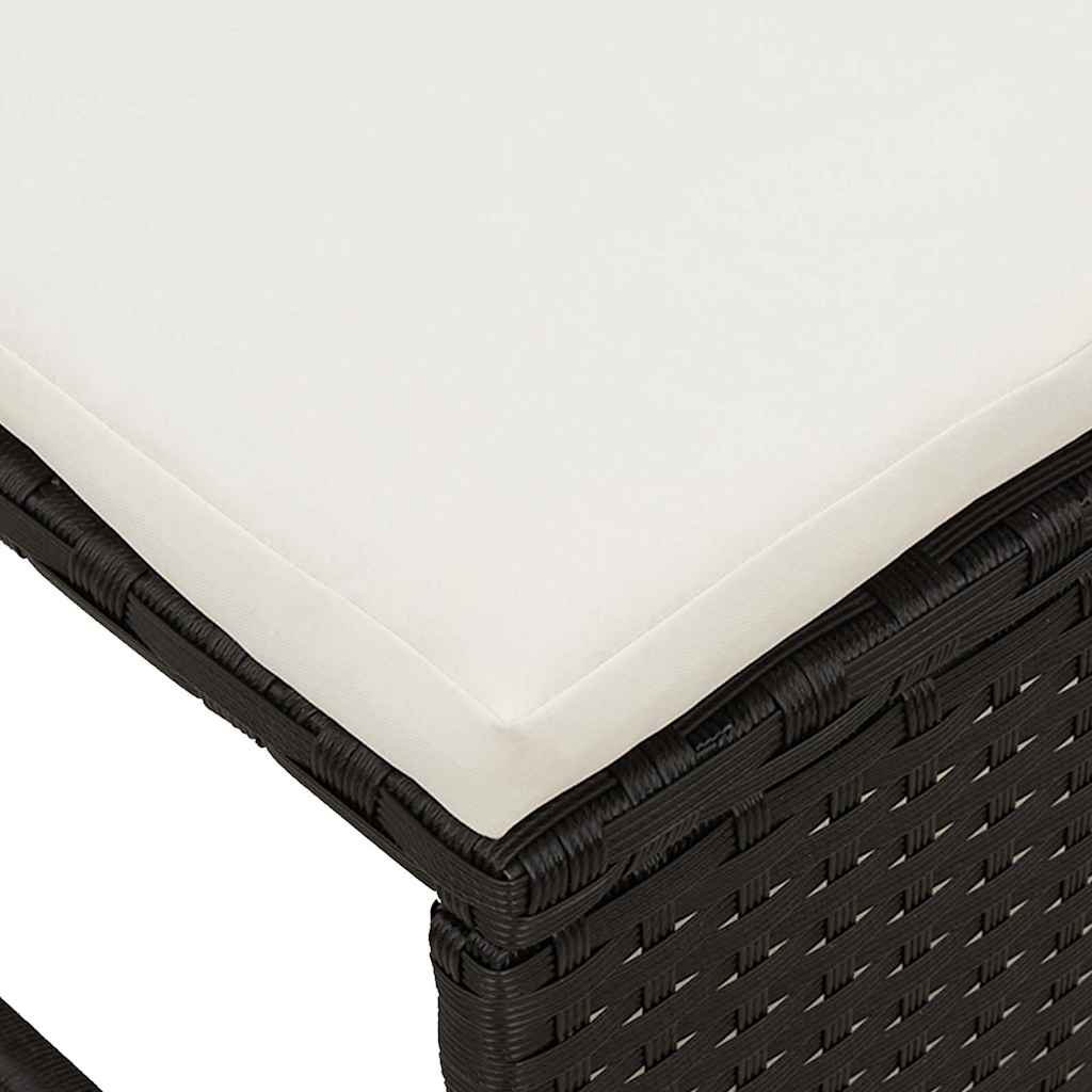 Havesofa Sæt med pude 6 pcs Sort og Cream polyrattan