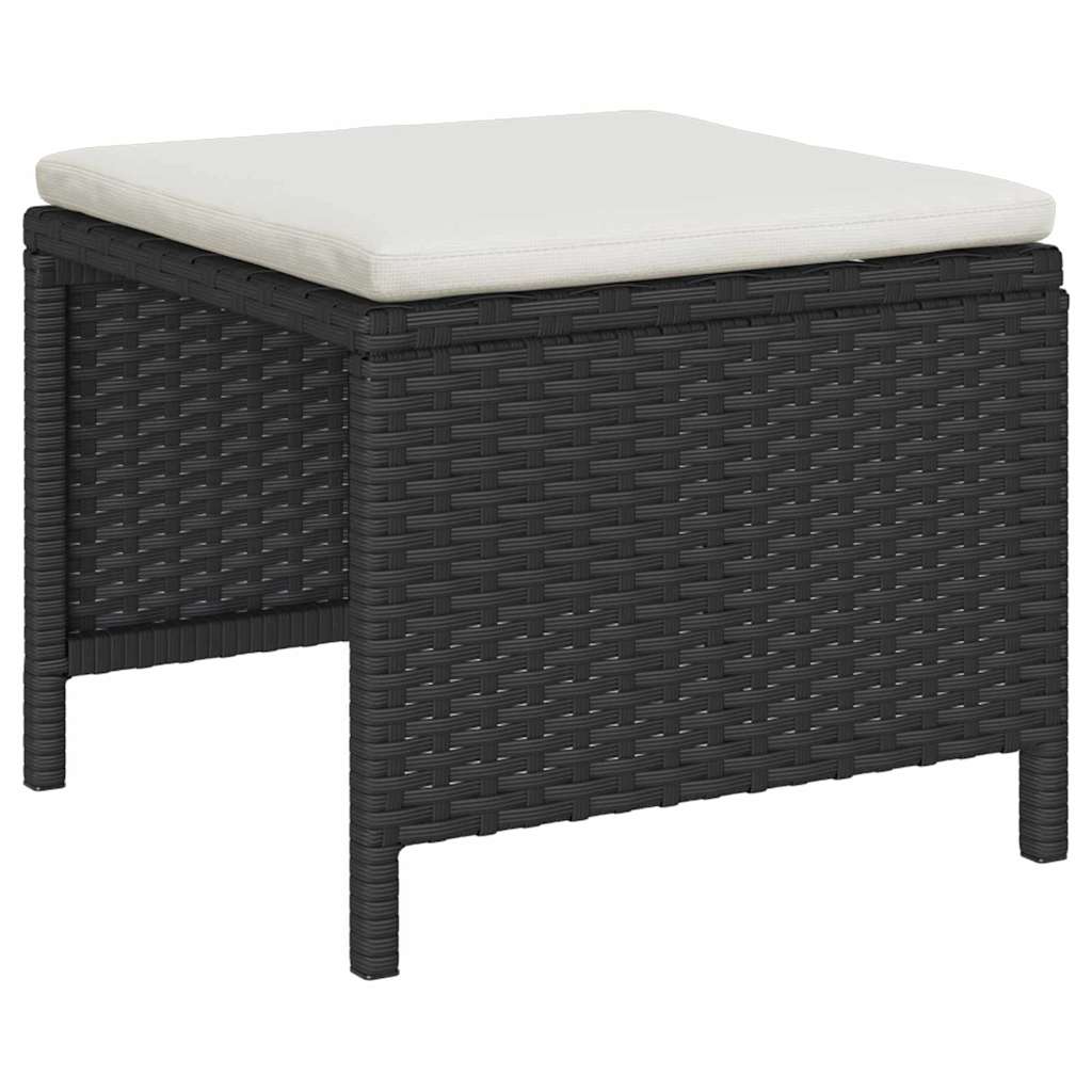 Havesofa Sæt med pude 6 pcs Sort og Cream polyrattan