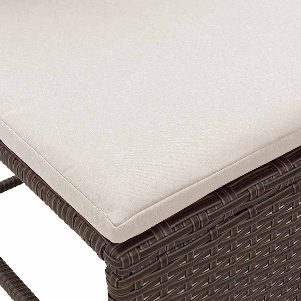 Havesofa Sæt med pude 6 pcs Brun og Creme polyrattan