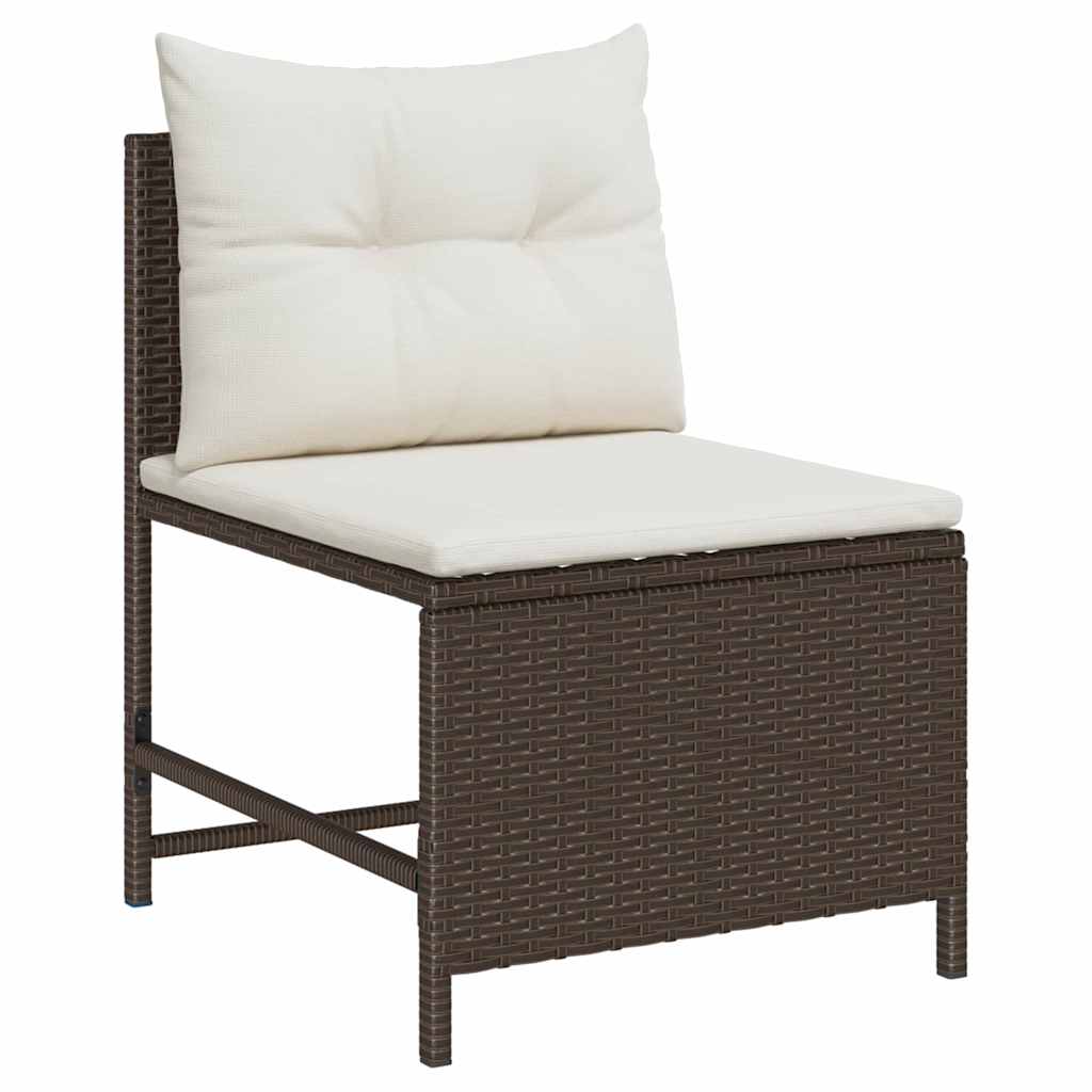 Havesofa Sæt med pude 6 pcs Brun og Creme polyrattan