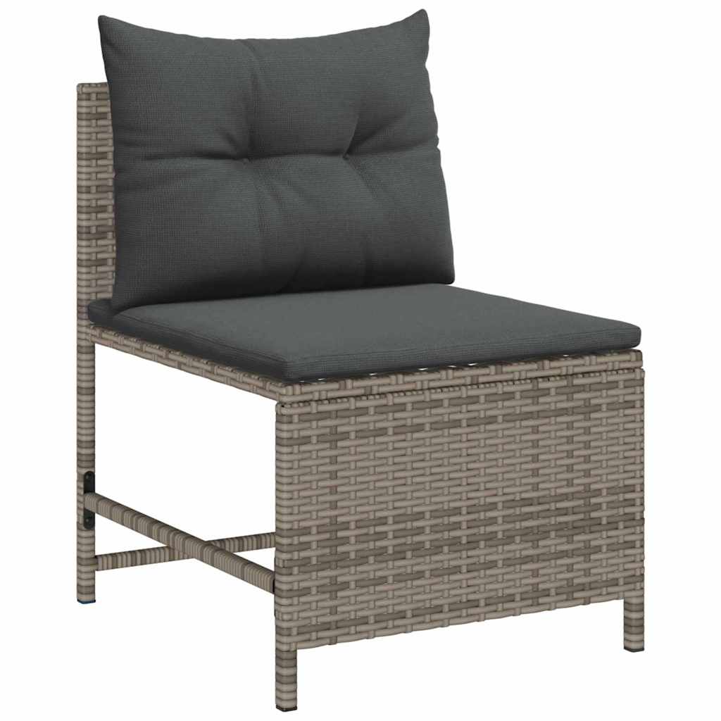 Havesofa Sæt med pude 6 pcs Grå og Mørkegrå polyrattan