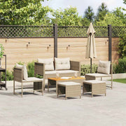Havesofa Sæt med pude 6 pcs Beige og creme polyrattan