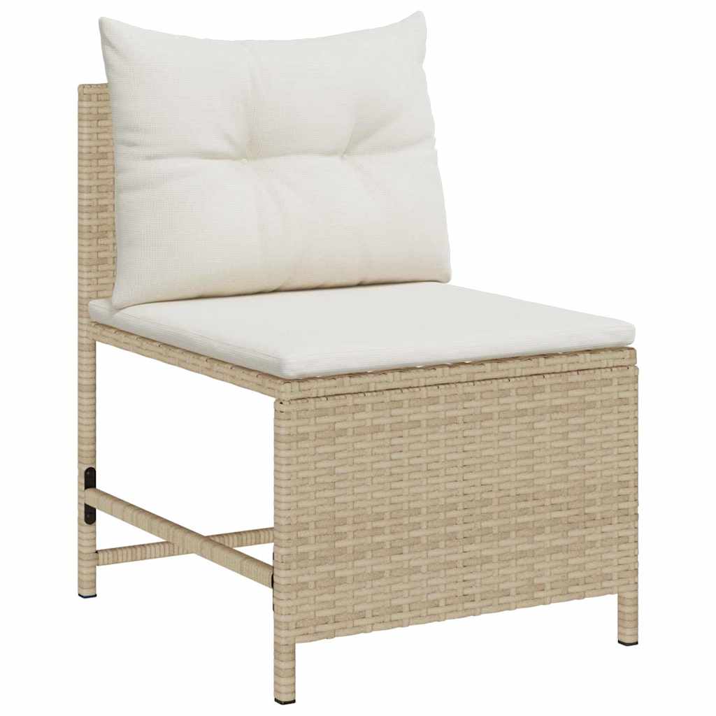 Havesofa Sæt med pude 6 pcs Beige og creme polyrattan
