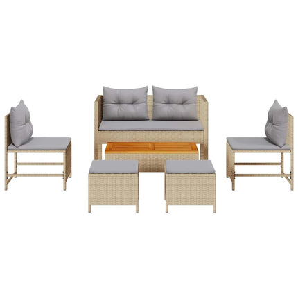 Havesofa Sæt 6 stk. Beige og lys grå polyrattan