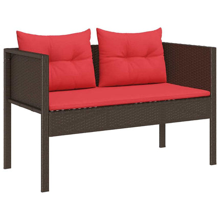 Havesofa Sæt med pude 6 pcs Brun og Rød polyrattan