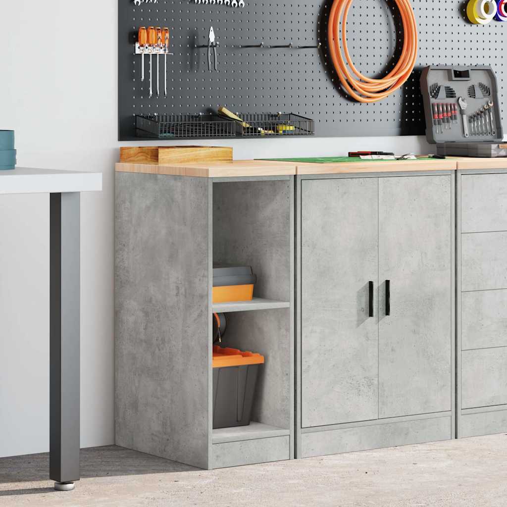 Garageopbevaringsskab Beton Grå 30x51x85cm Massivt træ Fyrretræ