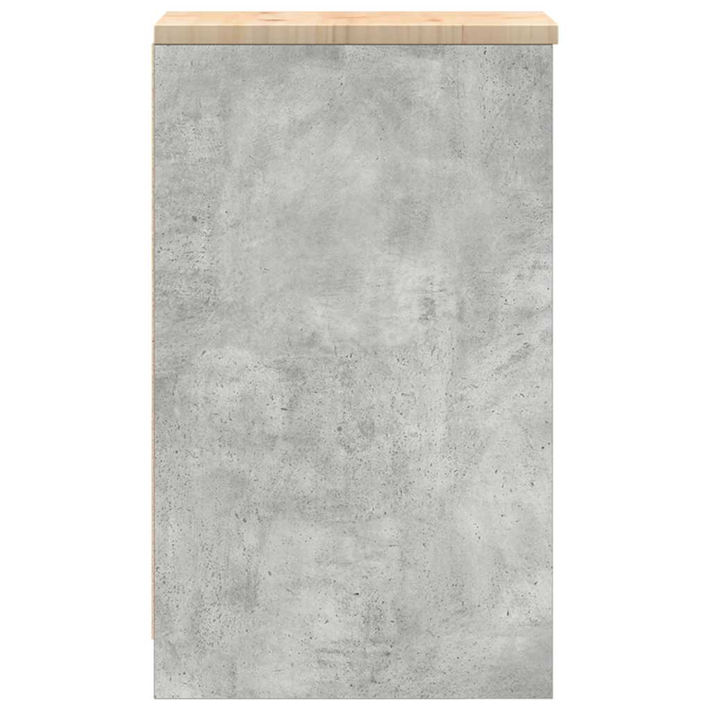 Garageopbevaringsskab Beton Grå 30x51x85cm Massivt træ Fyrretræ