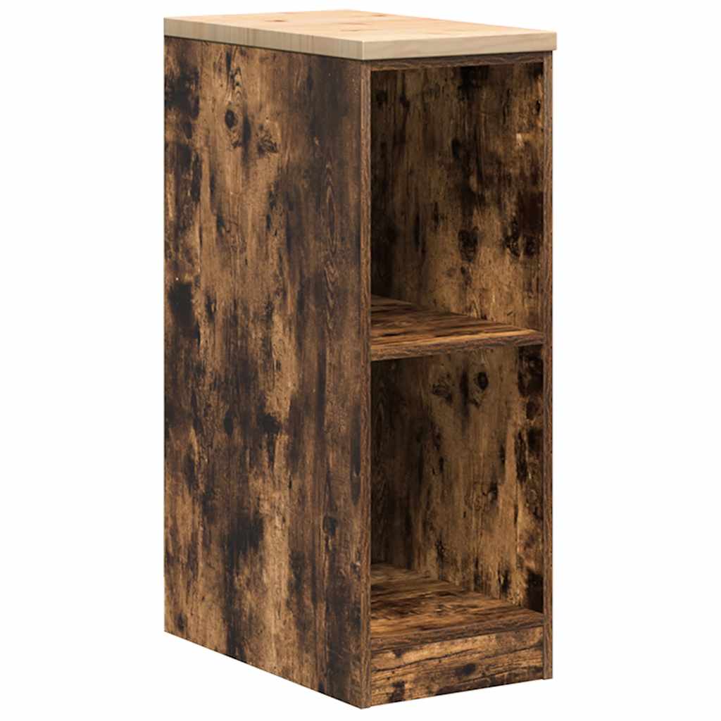 Garageopbevaringsskab røget eg 30x51x85 cm massivt træ fyrretræ