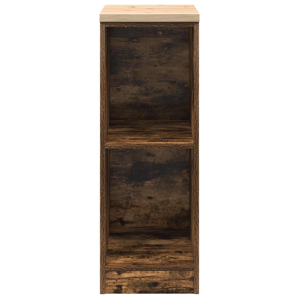 Garageopbevaringsskab røget eg 30x51x85 cm massivt træ fyrretræ