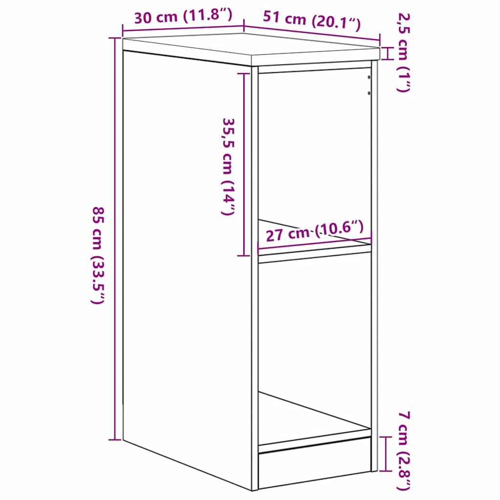Garageopbevaringsskab røget eg 30x51x85 cm massivt træ fyrretræ
