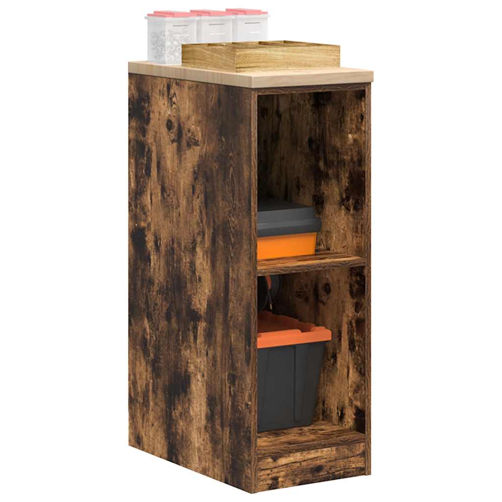 Garageopbevaringsskab røget eg 30x51x85 cm massivt træ fyrretræ