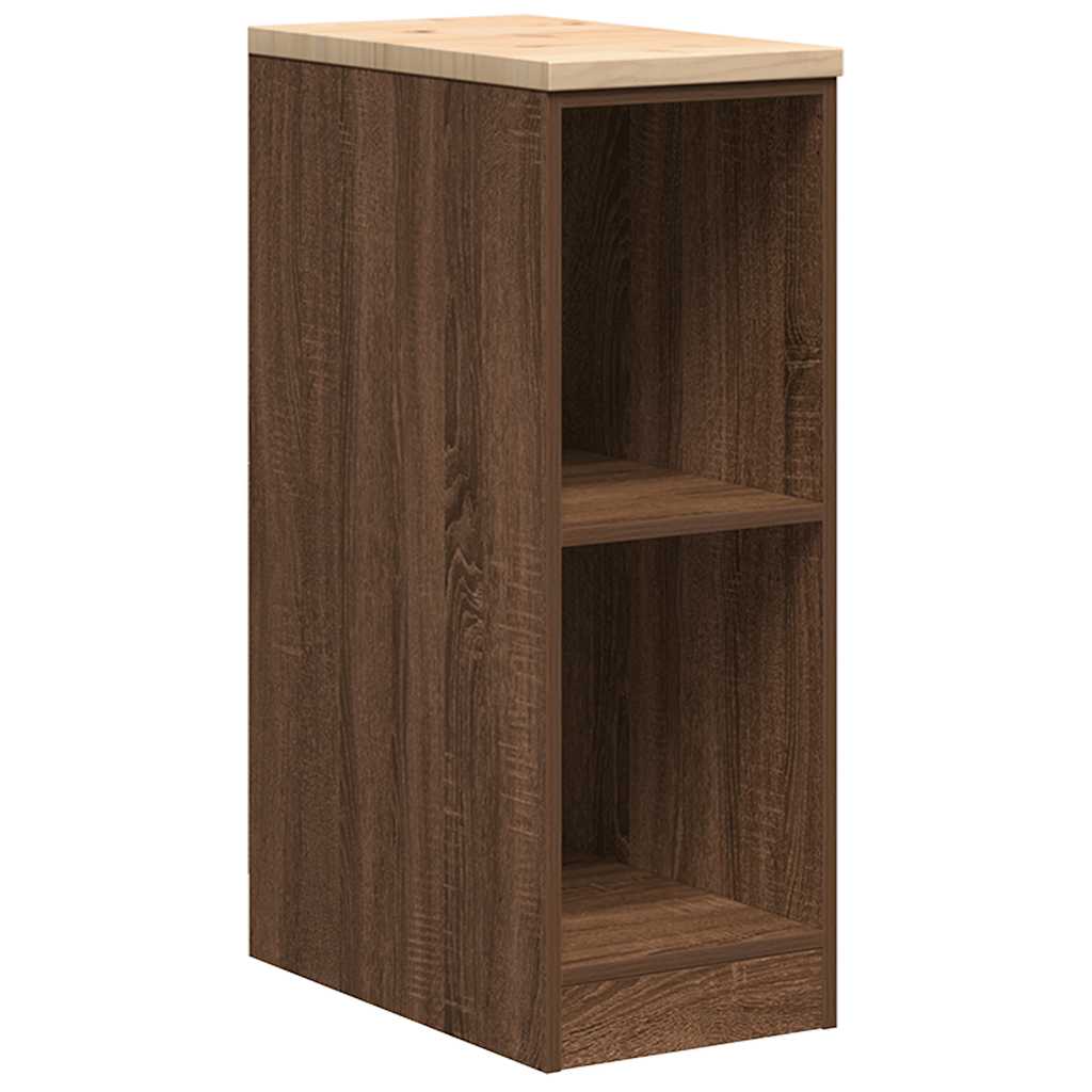 Garageopbevaringsskab brun eg 30x51x85 cm massivt træ fyrretræ