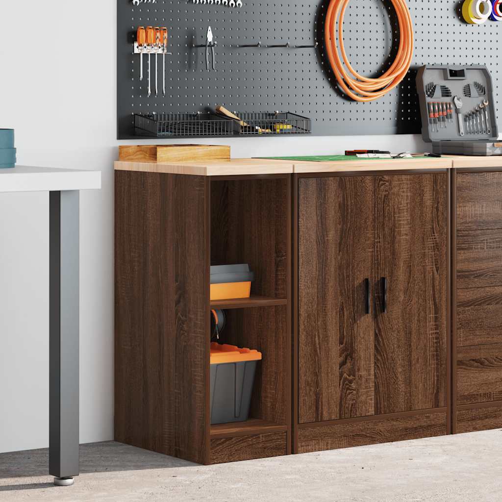 Garageopbevaringsskab brun eg 30x51x85 cm massivt træ fyrretræ