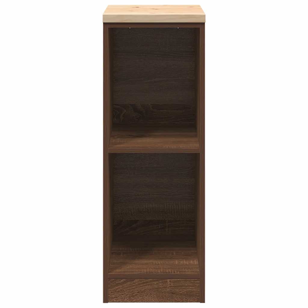Garageopbevaringsskab brun eg 30x51x85 cm massivt træ fyrretræ