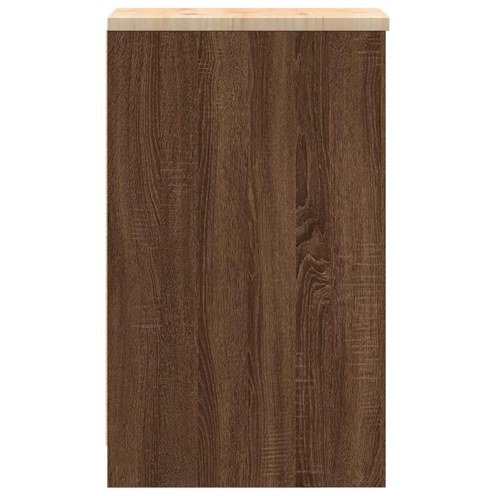 Garageopbevaringsskab brun eg 30x51x85 cm massivt træ fyrretræ