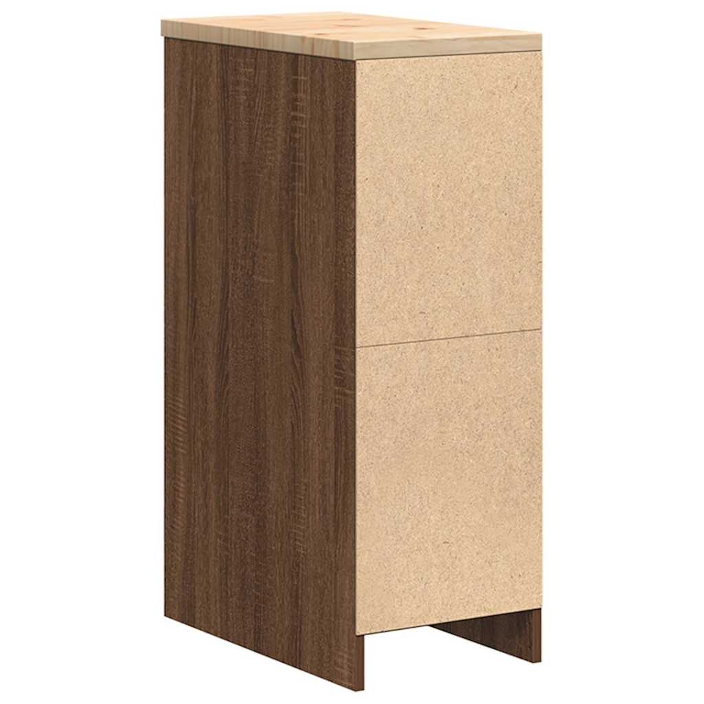 Garageopbevaringsskab brun eg 30x51x85 cm massivt træ fyrretræ