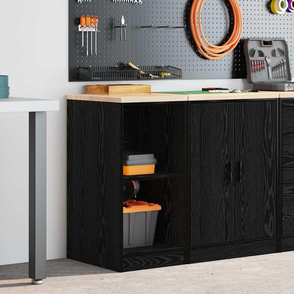 Garageopbevaringsskab Sort 40x51x85 cm Massivt træ Fyrretræ